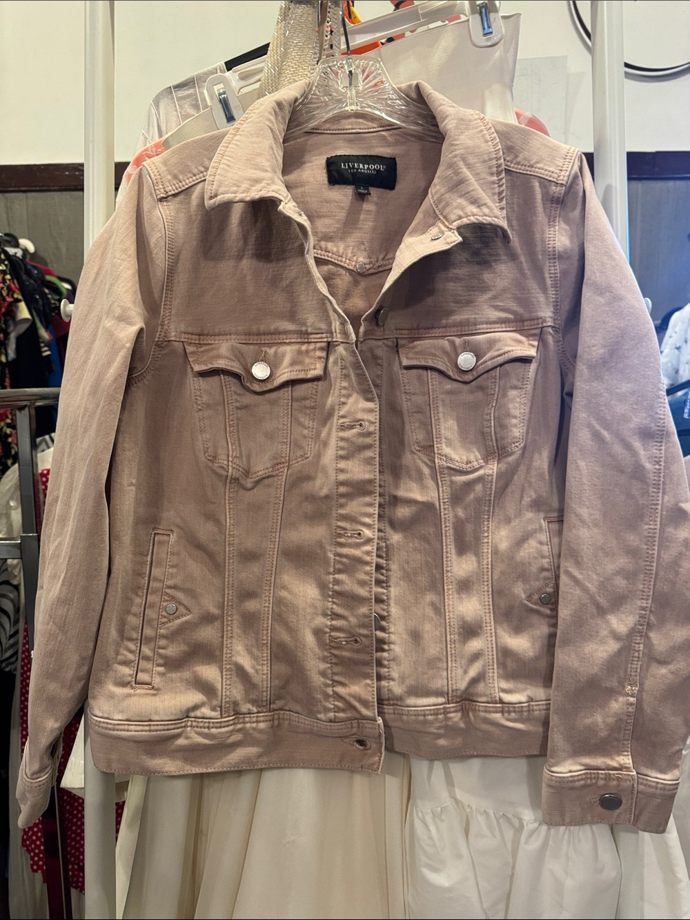 Liverpool Dusty Rose Tan Denim Jacket